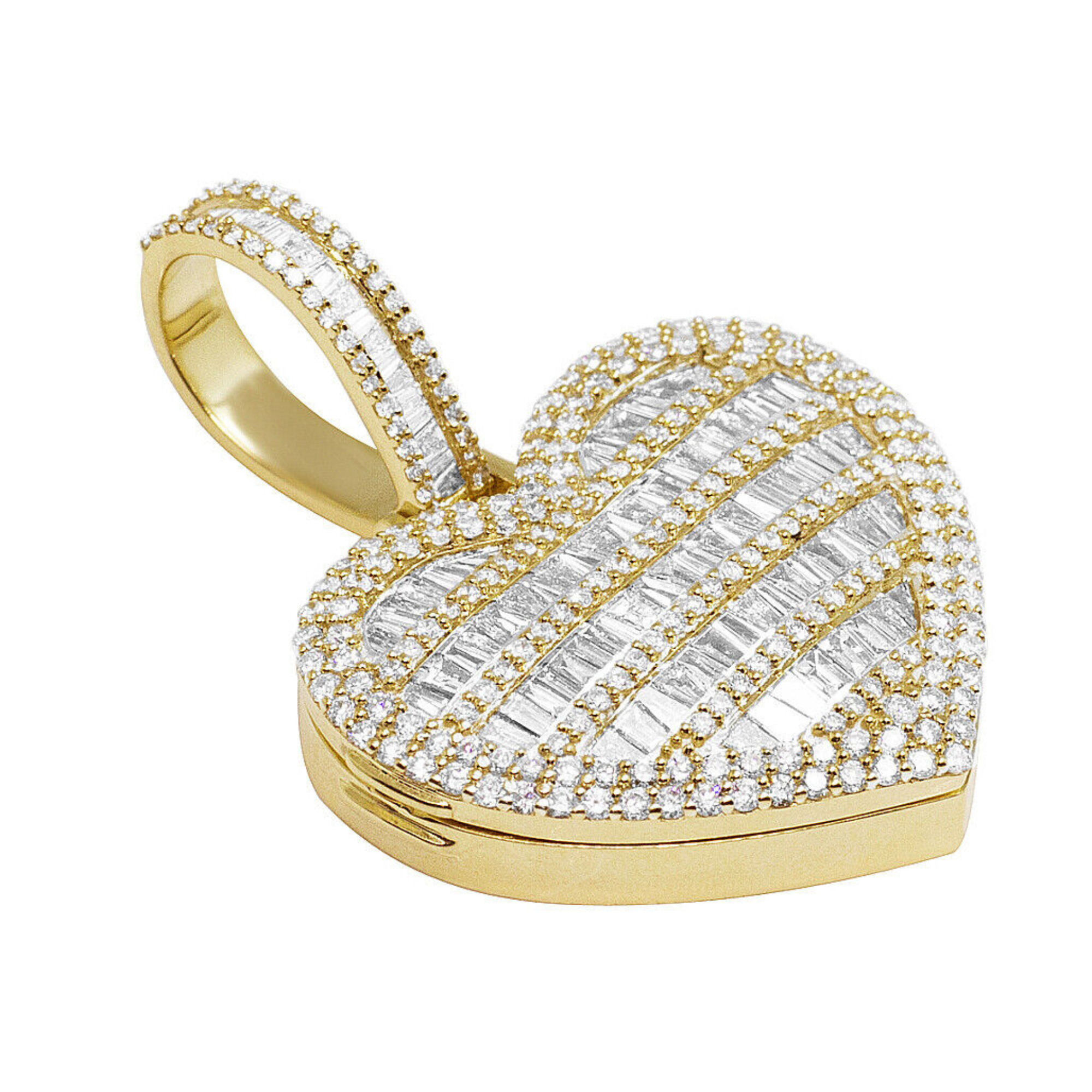 Iced Out Diamond Heart Gold Pendant