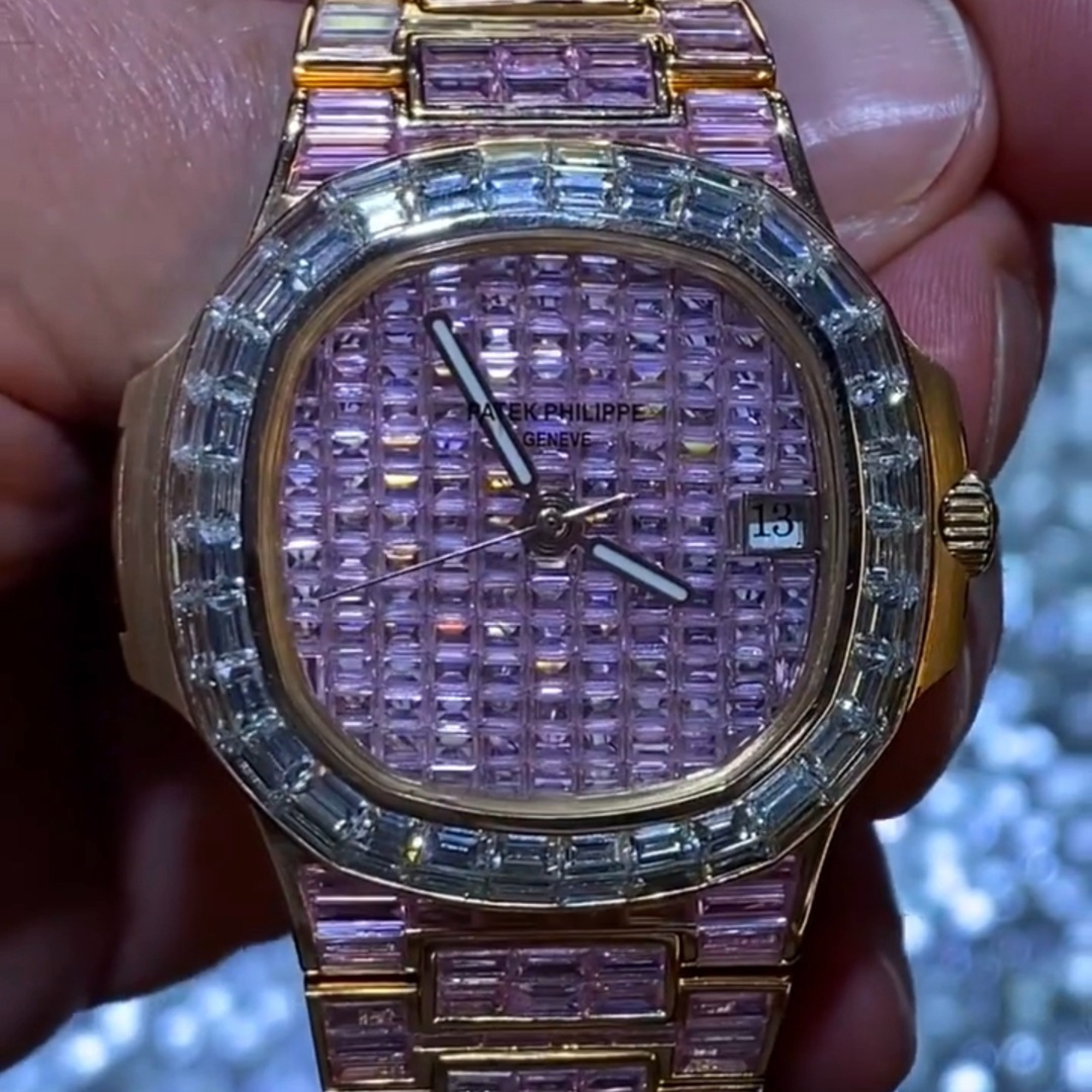 Baguette Moissanite Studded Iced Out Diamond Watch