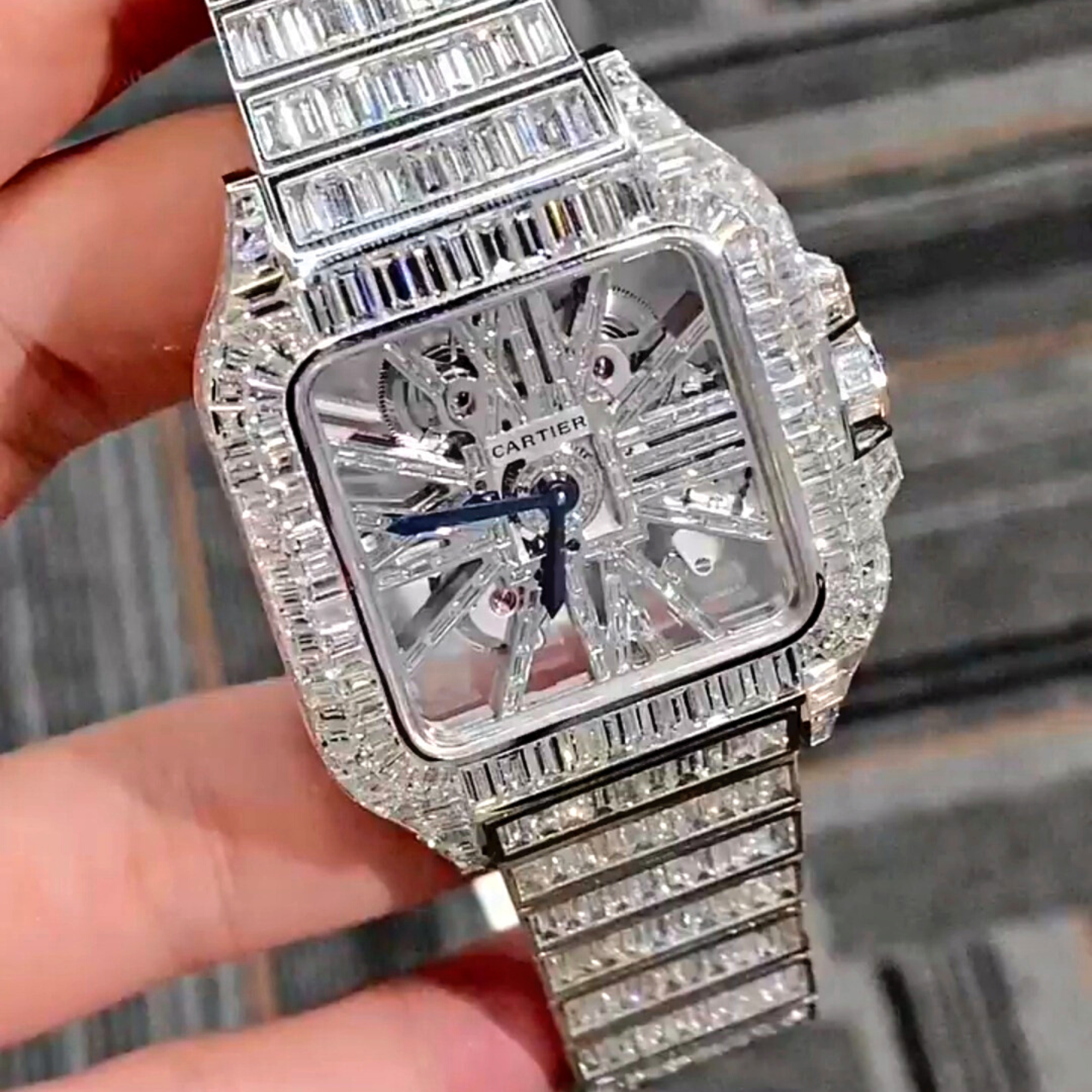 Baguette Moissanite Studded Diamond Watch