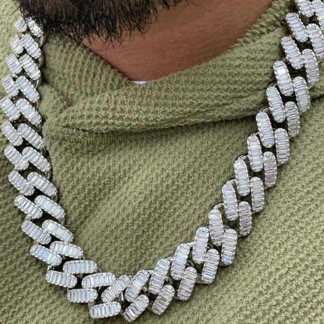 18mm baguette cuban link chain