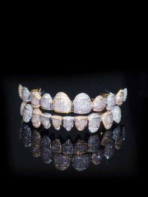 925 Silver VVS Moissanite Iced Out Teeth Grillz