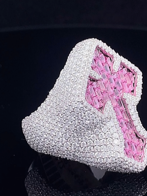 925 Silver Iced Out Hip Hop Ring VVS Moissanite