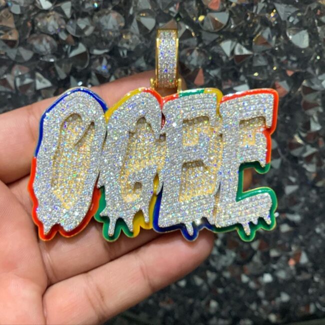 Hip Hop 925 Silver Iced Out Pendants With Custom Name, Custom VVS Moissanite Diamond Pendants - Image 3