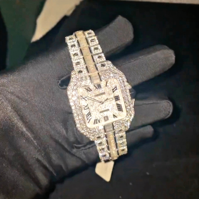 41mm Iced Out Watch, VVS Moissanite Watch, Pass Diamond Tester