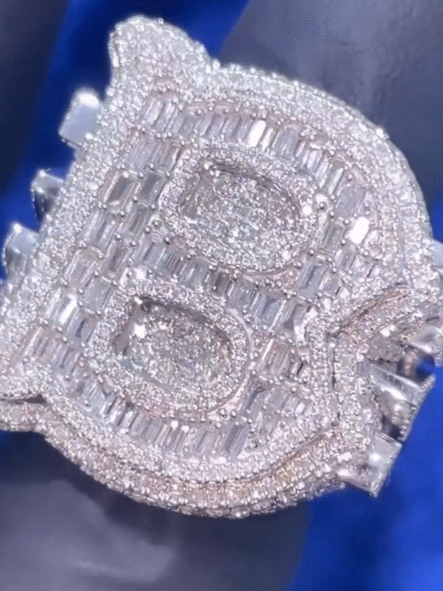 925 Silver Iced Out Hip Hop Ring VVS Moissanite
