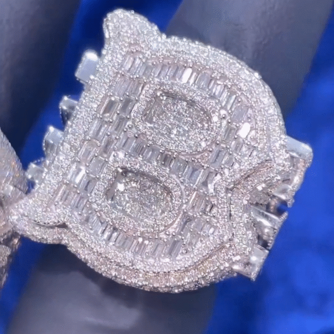 925 Silver Iced Out Hip Hop Ring VVS Moissanite - Image 2