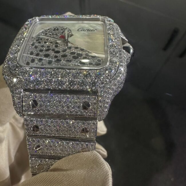 Classic full white moissanite watch moissanite cartier watch - Image 4