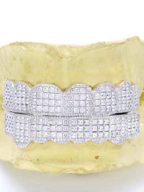 925 Silver VVS Moissanite Iced Out Teeth Grillz
