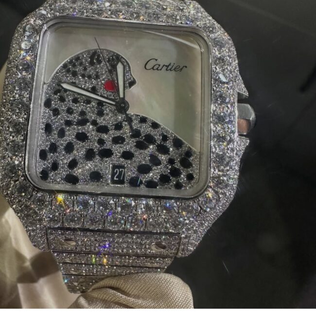 Classic full white moissanite watch moissanite cartier watch - Image 5