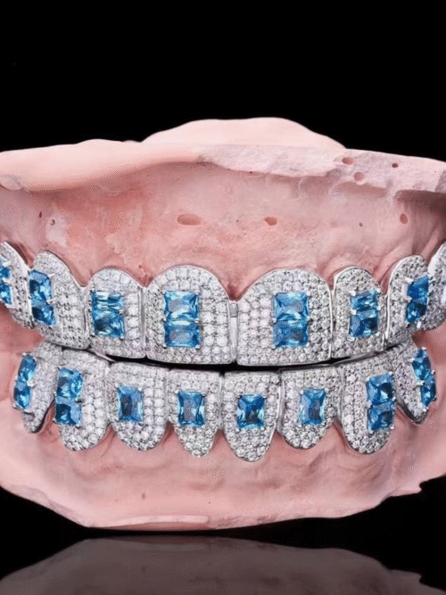 925 Silver VVS Moissanite Iced Out Teeth Grillz
