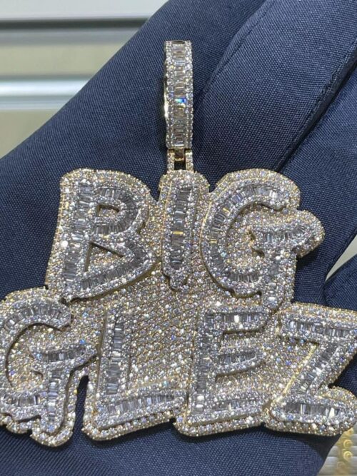 925 Silver Iced Out VVS Moissanite Custom Pendant / Charms