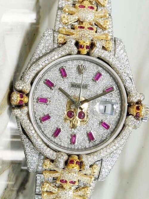 Two tone iced moissanite watch moissanite cartier watch