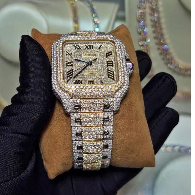 cartier santos moissanite watch - Image 2