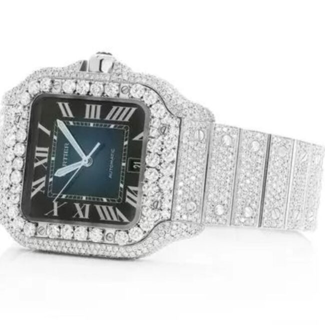 cartier santos moissanite diamond watch - Image 2