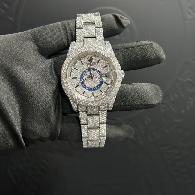 Full white iced out moissanite watch moissanite stone watch - Image 2