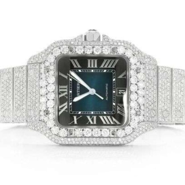cartier santos moissanite diamond watch - Image 3