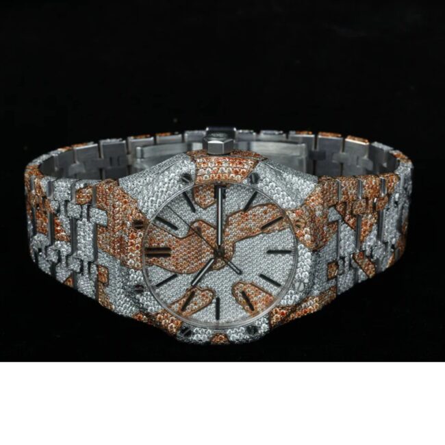 Two tone iced moissanite watch india moissanite watches