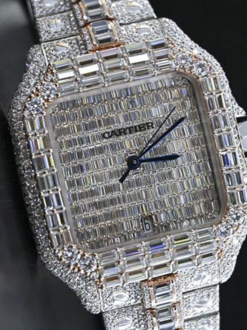 bust down moissanite steel vvs iced out watch
