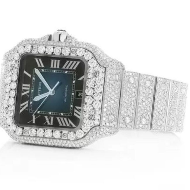 cartier santos moissanite diamond watch - Image 4