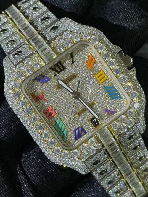 bust down moissanite steel vvs iced out watch