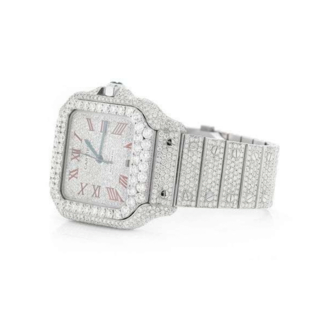 Green iced out moissanite watch cheap moissanite watch - Image 3