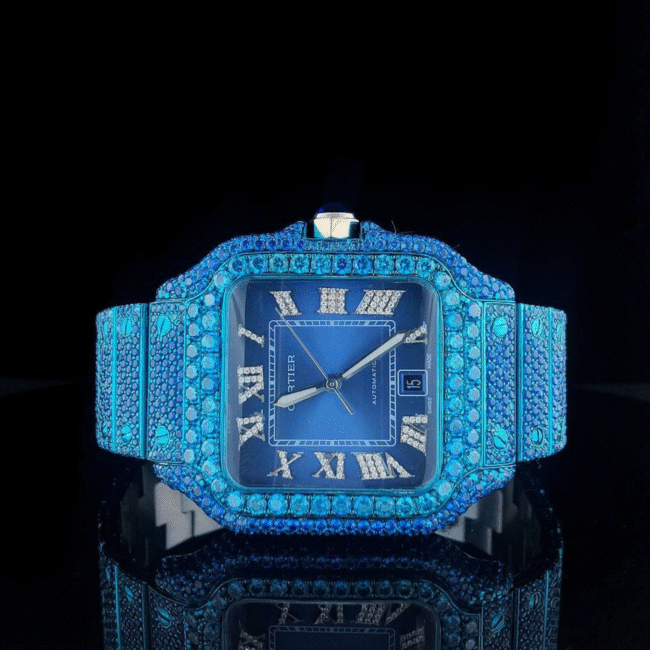 Green iced out moissanite watch cheap moissanite watch - Image 2