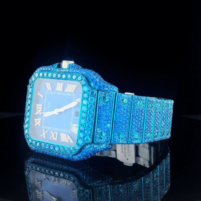 Green iced out moissanite watch cheap moissanite watch - Image 3