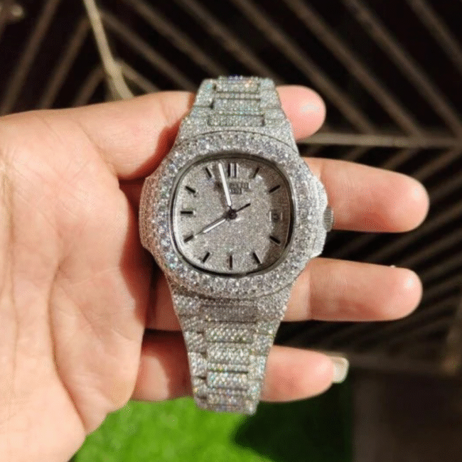 Green iced out moissanite watch cheap moissanite watch - Image 4